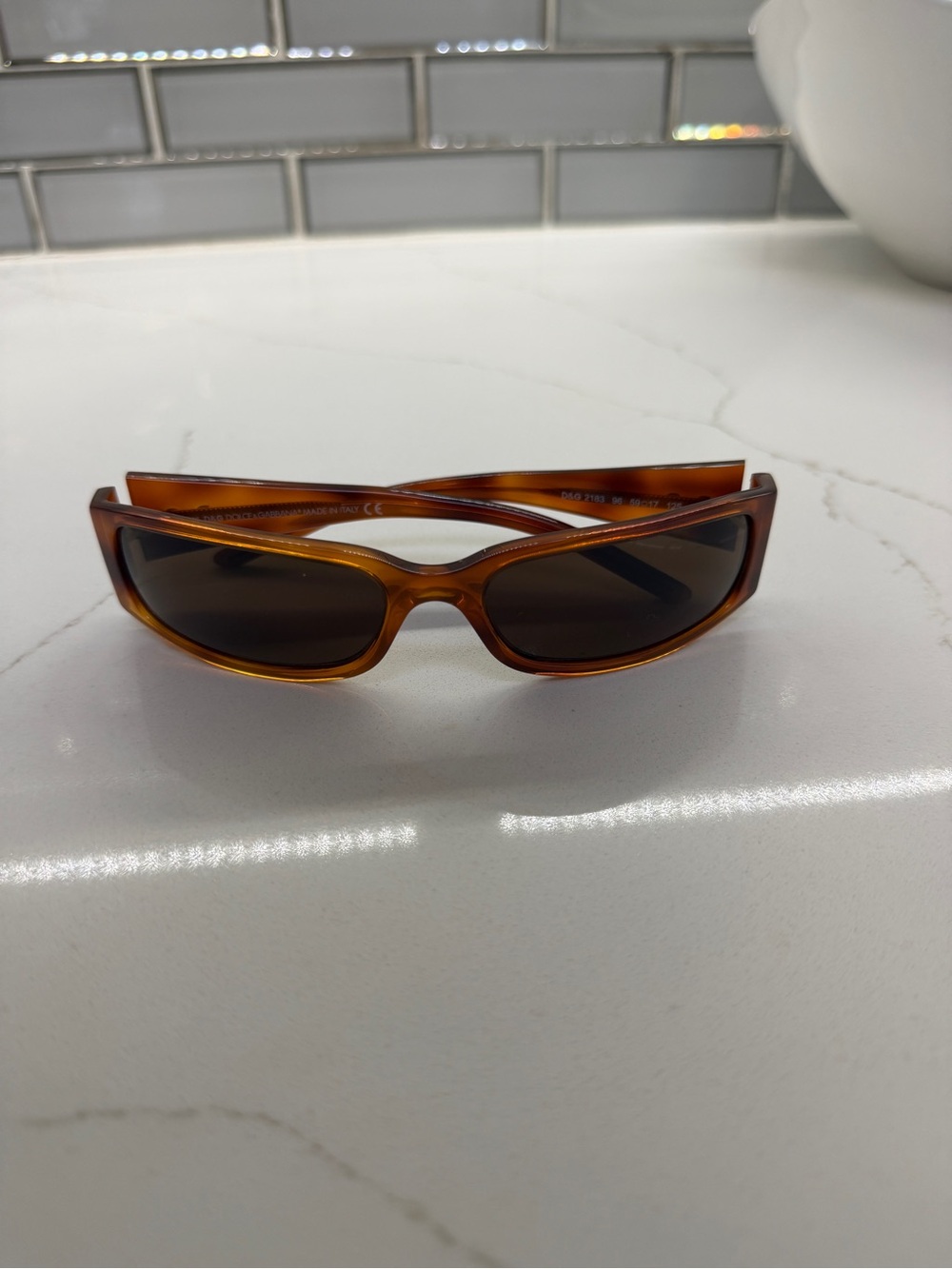 Vintage Dolce & Gabbana Tortoise Slim Wrap Sunglasses